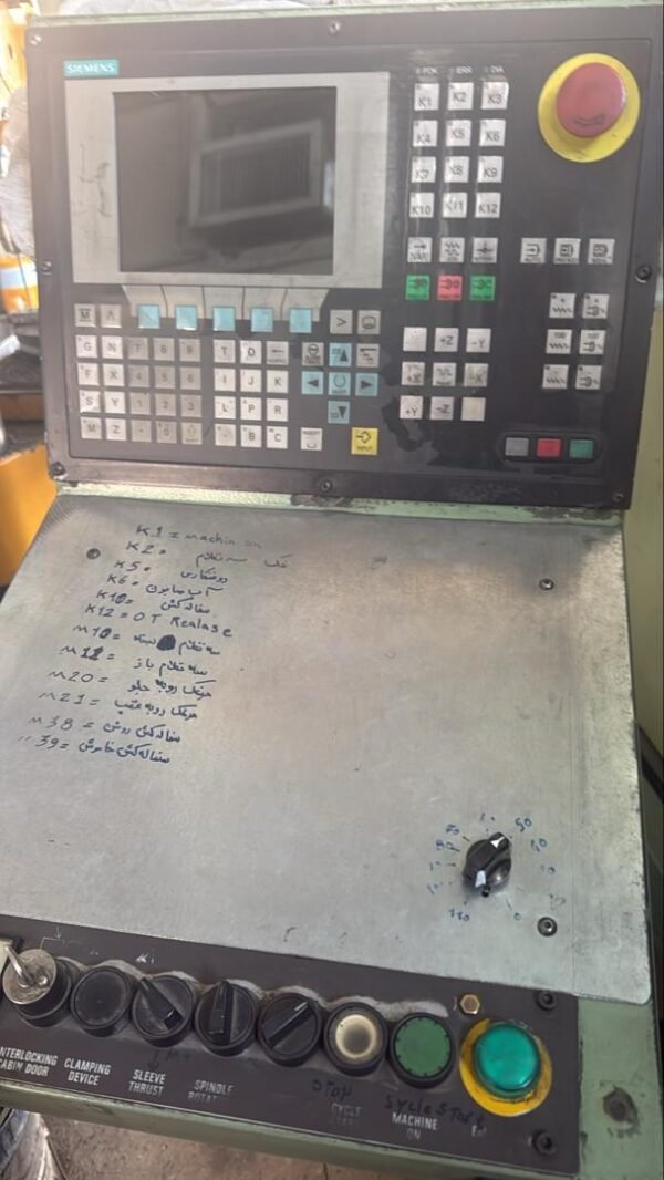 تراش CNC ماهو (MAHO Graziano) – قطر کارگیر ۴۵۰ میلی‌متر – طول کار ۱۰۰۰ میلی‌متر – کنترل Siemens 802 – استارت آماده کار – وضعیت بسیار سالم و تمیز - تصویر 11